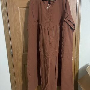 Chic short Sleeve Brown Dress